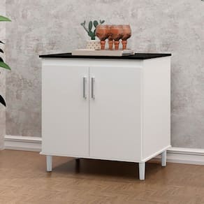 Balcão de Cozinha 78 Cm Pratico 2 Portas Branco/Preto - J&a Móveis