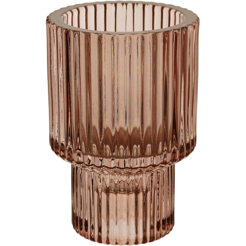 Castiçal Vidro Rosa