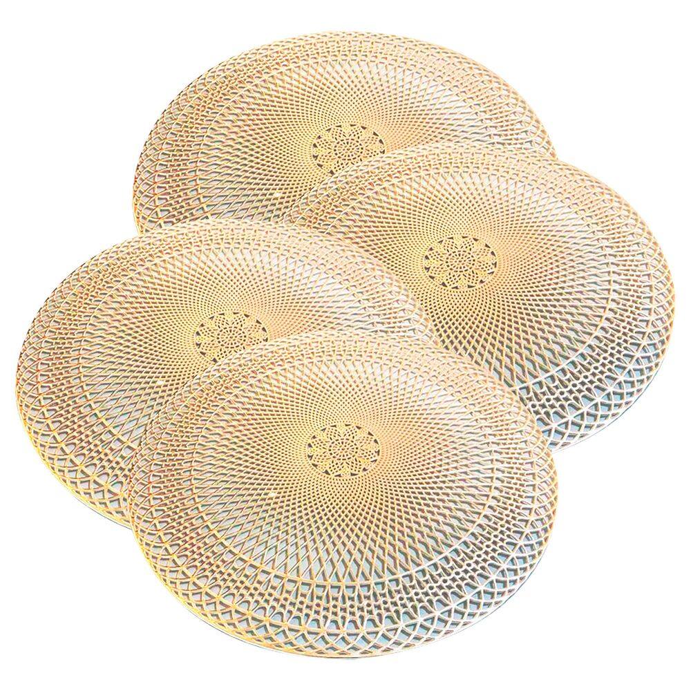 Jogo Americano 4 Peças Mesa Posta Mesa Redondo Linha Luxo Tamanho Grande Modelo Lotus em PVC