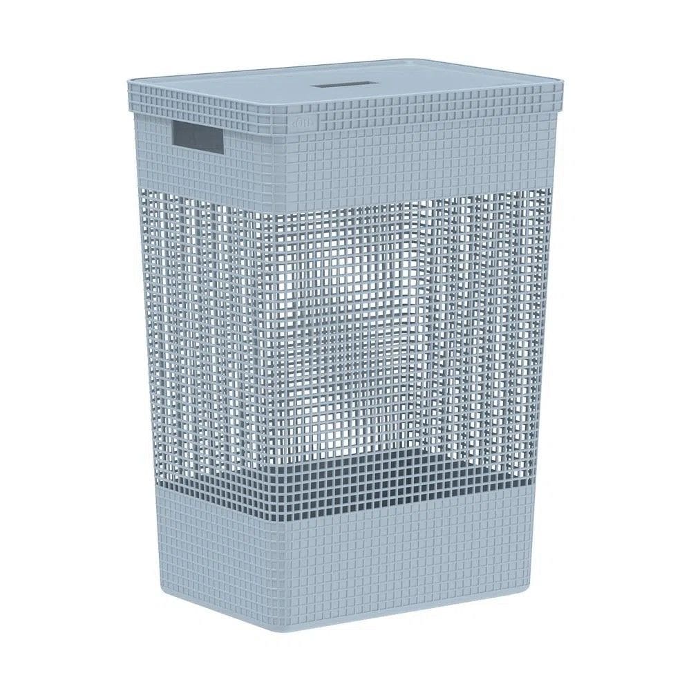 Cesto de Roupa Grid Azul Glacial 49 L com Tampa 38 x 28 x 55,2 cm