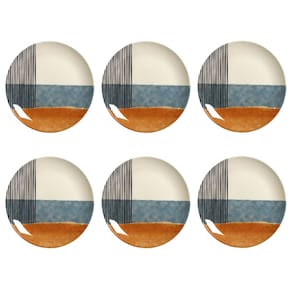 Conjunto de Pratos Rasos 06 Peças Coup Abstrata Porto Brasil