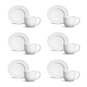 Conjunto de Xícara de Cafezinho com Pires 06 Peças Roma Branco Porto Brasil