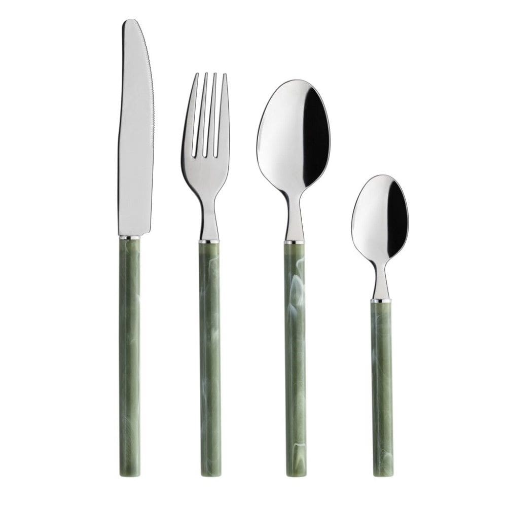 Faqueiro Selva 16 Peças em Aço Inox com Resina Verde Oxford