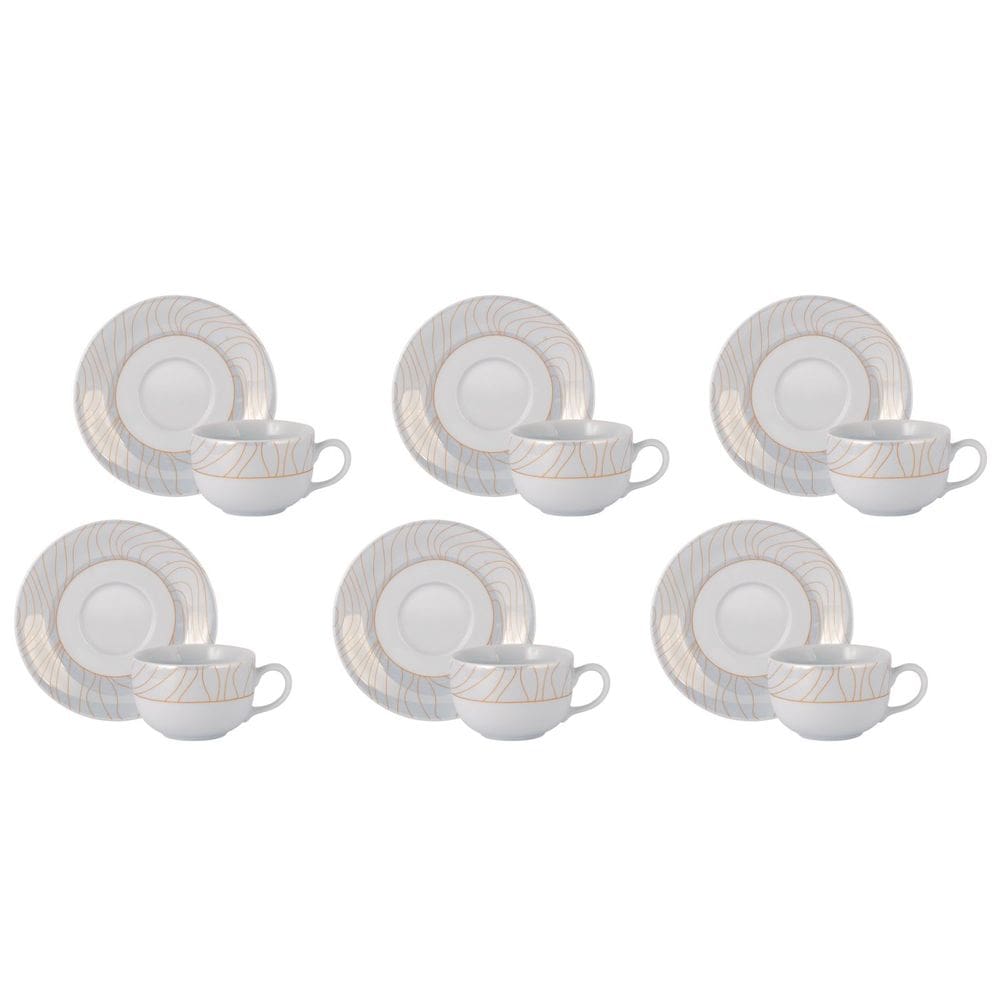 Conjunto de Xícara de Café com Pires 06 Peças Golden Oak Schmidt