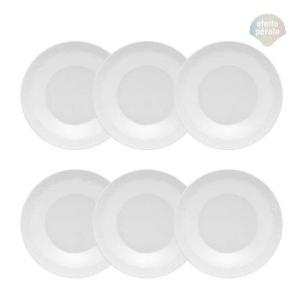 Conjunto de Pratos Fundos 06 Peças Mia Pérola Oxford