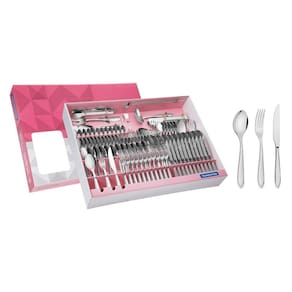 Faqueiro Laguna 100 Peças em Aço Inox com Facas de Churrasco Acabamento em Brilho Tramontina 66906/853
