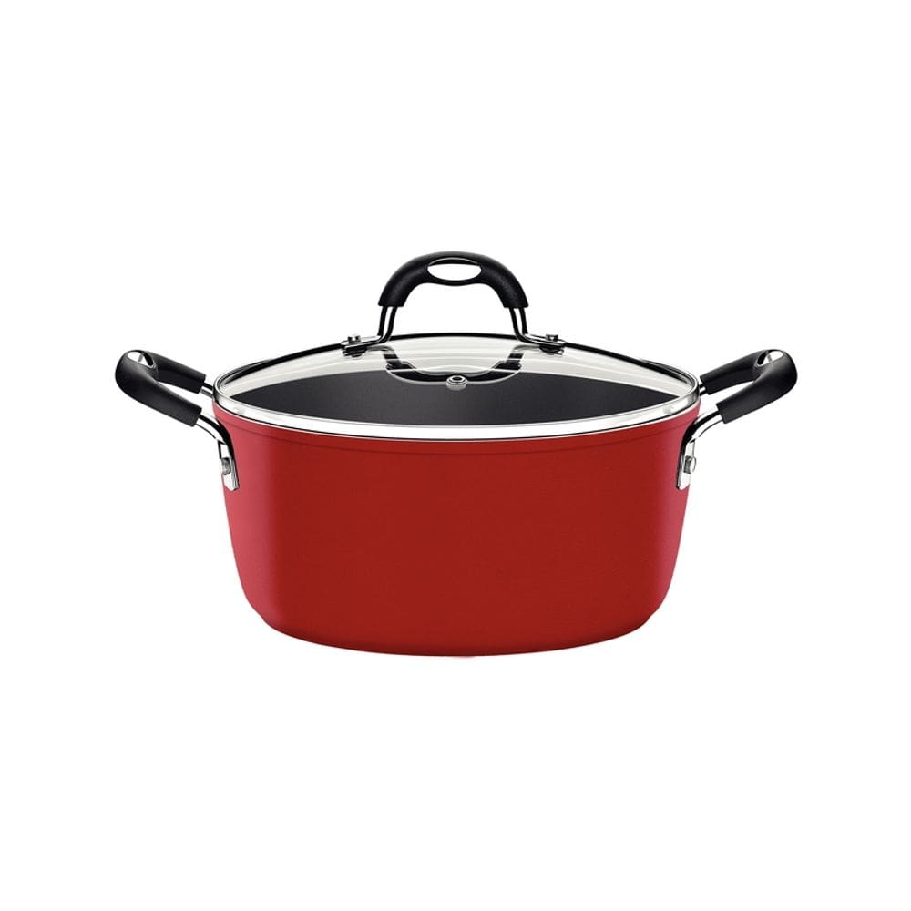 Caçarola Mônaco Induction Vermelha 22 cm 3,5 L em Alumínio com Revestimento Interno Antiaderente e Alças em Silicone Tramontina 28705/722