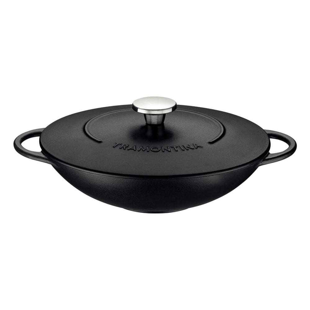 Wok Trento 32 cm 5 L em Ferro Esmaltado com Revestimento Interno Antiaderente Starflon Excellent Tramontina 20806/032