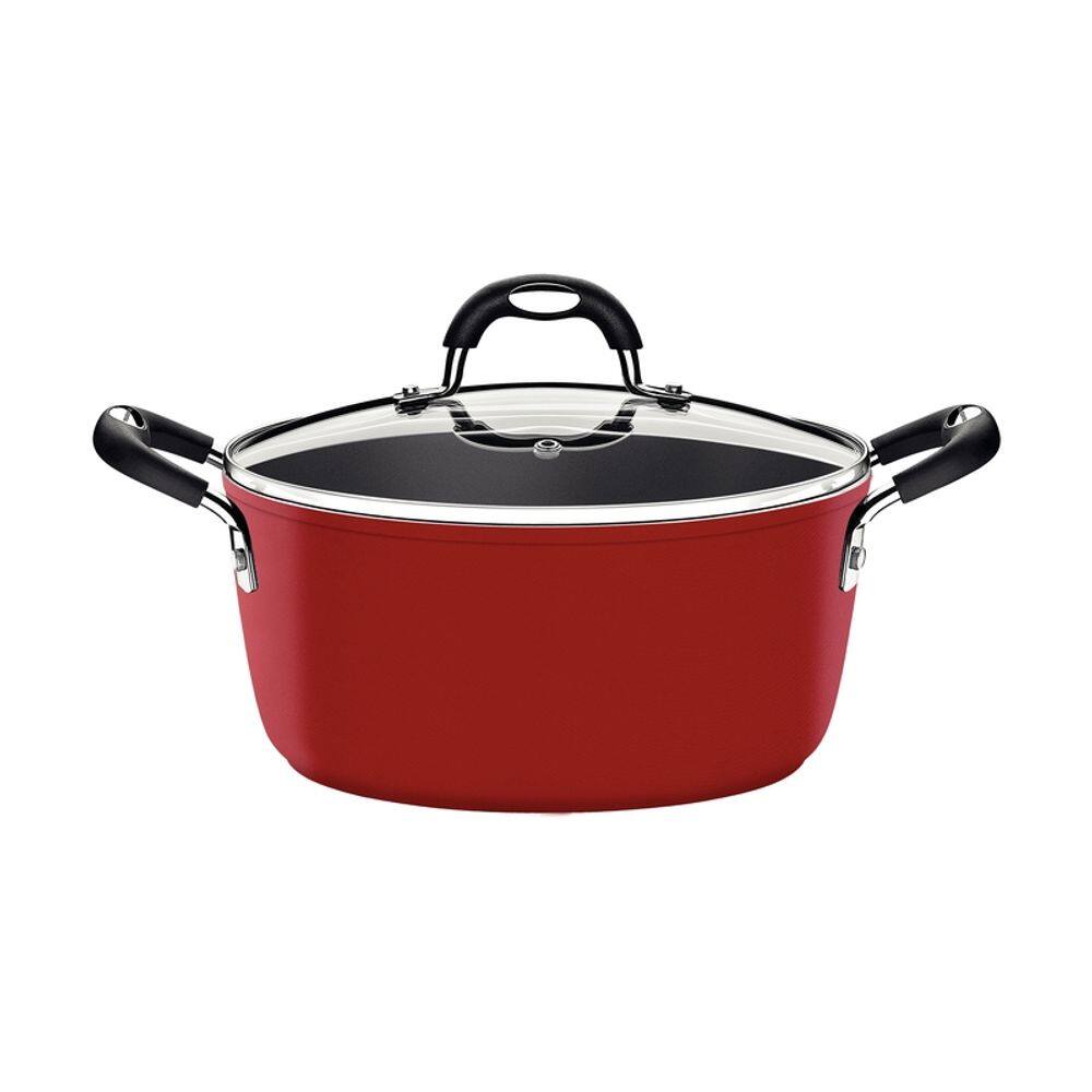 Caçarola Mônaco Induction Vermelha 24 cm 4,5 L em Alumínio com Revestimento Interno Antiaderente e Alças em Silicone Tramontina 28705/724