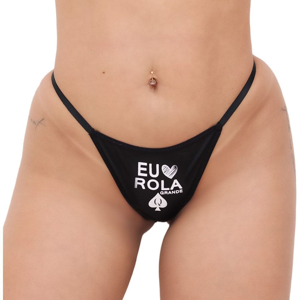 Calcinha Hotwife Atrevida Eu Amo Rol Grande Fio Dental Linda Com Ajustes nas Laterais