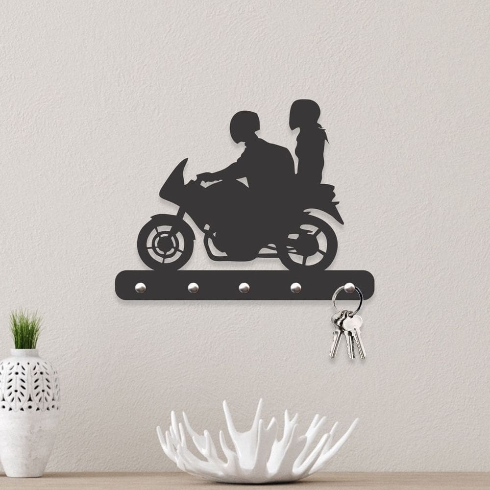 Porta Chaves Motocicleta em Mdf Vazado de 3mm Preto Fosco