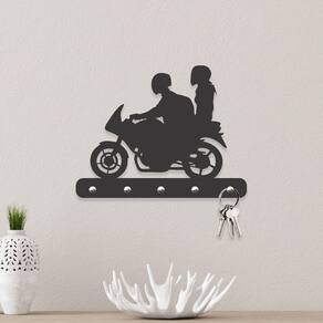 Porta Chaves Motocicleta em Mdf Vazado de 3mm Preto Fosco