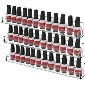 Kit 8 Prateleiras Suporte Organizador para Esmalte Unhas de Parede em Acrílico - Manicure Tintas Jóias Artesanato