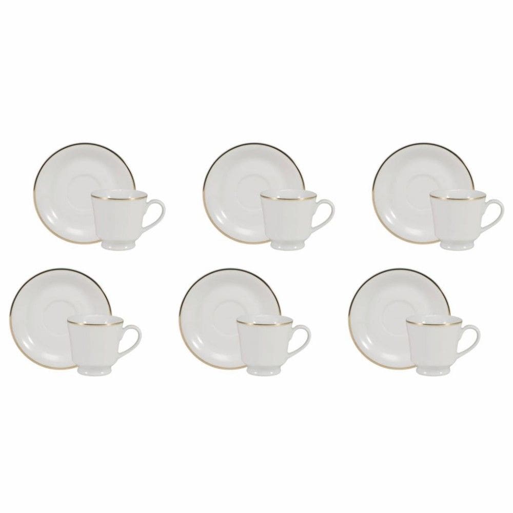 Conjunto de Xícara de Café com Pires 06 Peças Itamaraty Ouro Schmidt