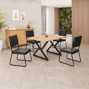 Conjunto Sala de Jantar Mesa 120x90cm Base Império Tampo MDF Napoli Preto
