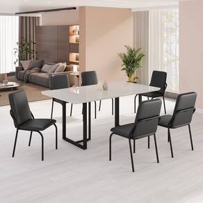 Conjunto Sala de Jantar Mesa 160x90cm Base Lunna Tampo MDF com Vidro Malibu Preto Fosco