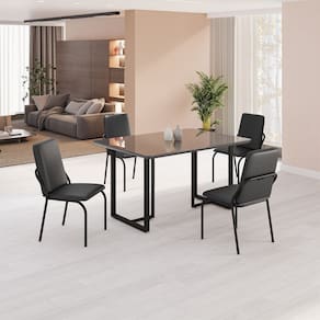 Conjunto Sala de Jantar Mesa 120x90cm Base Lunna Tampo MDF com Vidro Malibu Preto
