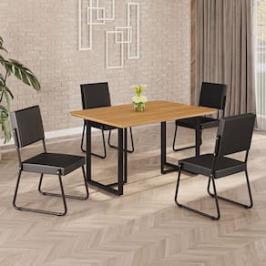 Conjunto Sala de Jantar Mesa 120x90cm Base Lunna Tampo MDF Napoli Preto