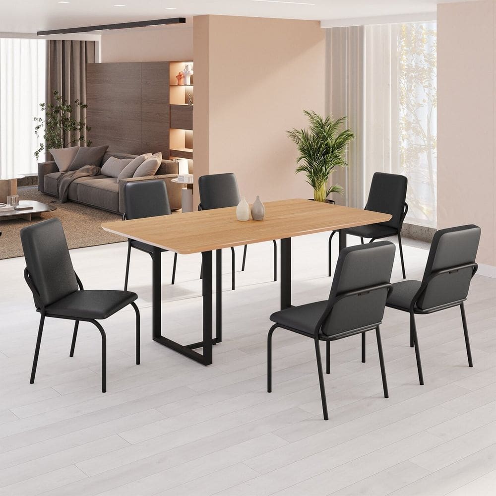 Conjunto Sala de Jantar Mesa 160x90cm Base Lunna Tampo MDF  Malibu Preto