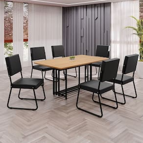 Conjunto Sala de Jantar Mesa 160x90cm Base Pérola Tampo MDF Napoli Preto