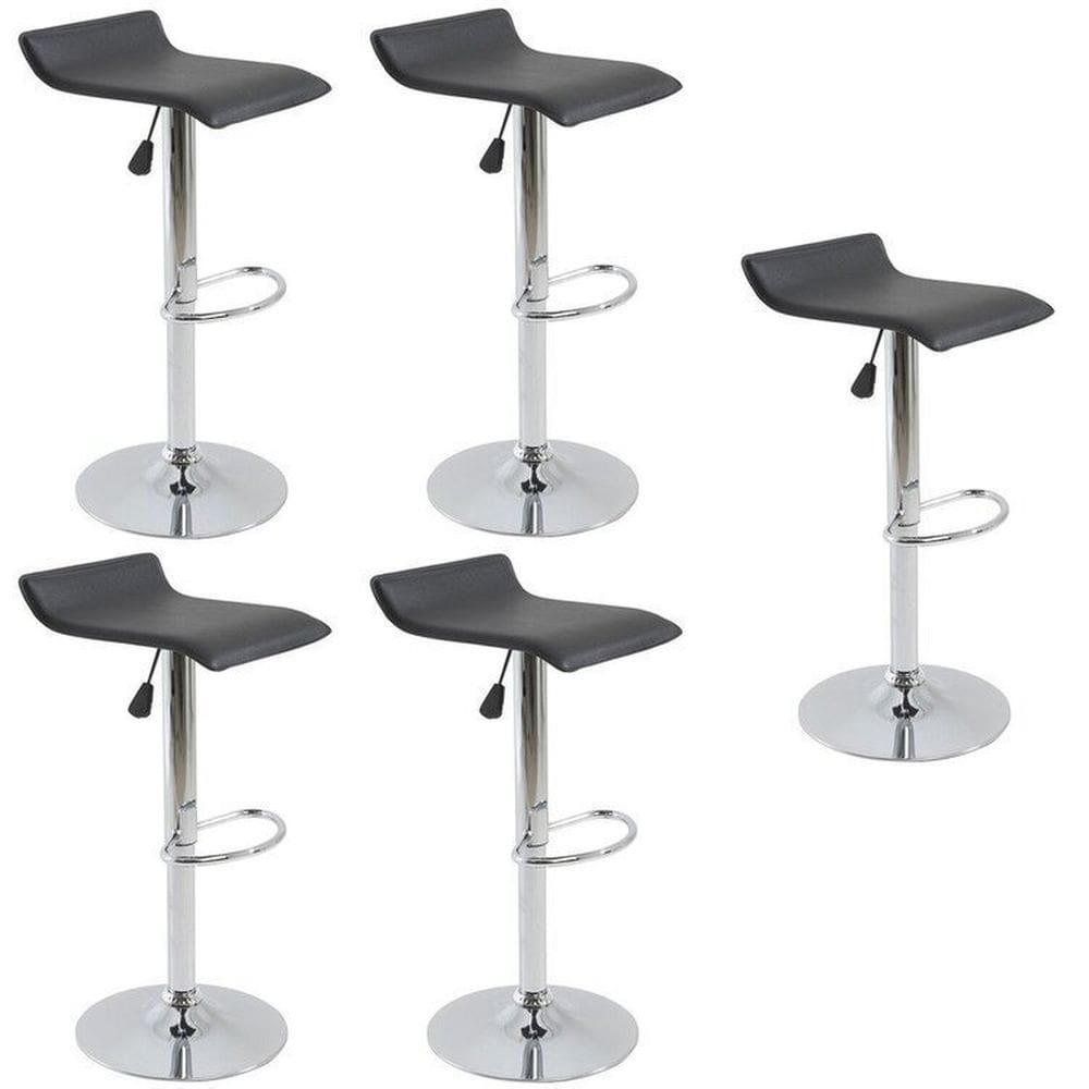 Kit com 5 Banquetas Alta Giratória com Altura Regulável Recouro Belo Horizonte Preto