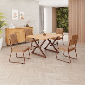 Conjunto Sala de Jantar Mesa 120x90cm Base Império Tampo MDF Napoli Marrom
