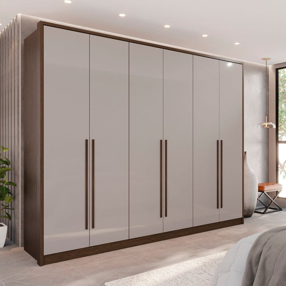 Guarda-Roupa 6 Portas 1 Gaveta Anápolis 100% MDF New Canion/Off White