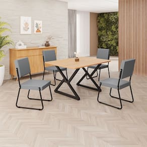 Conjunto Sala de Jantar Mesa 120x90cm Base Império Tampo MDF Napoli Grafite /Preto