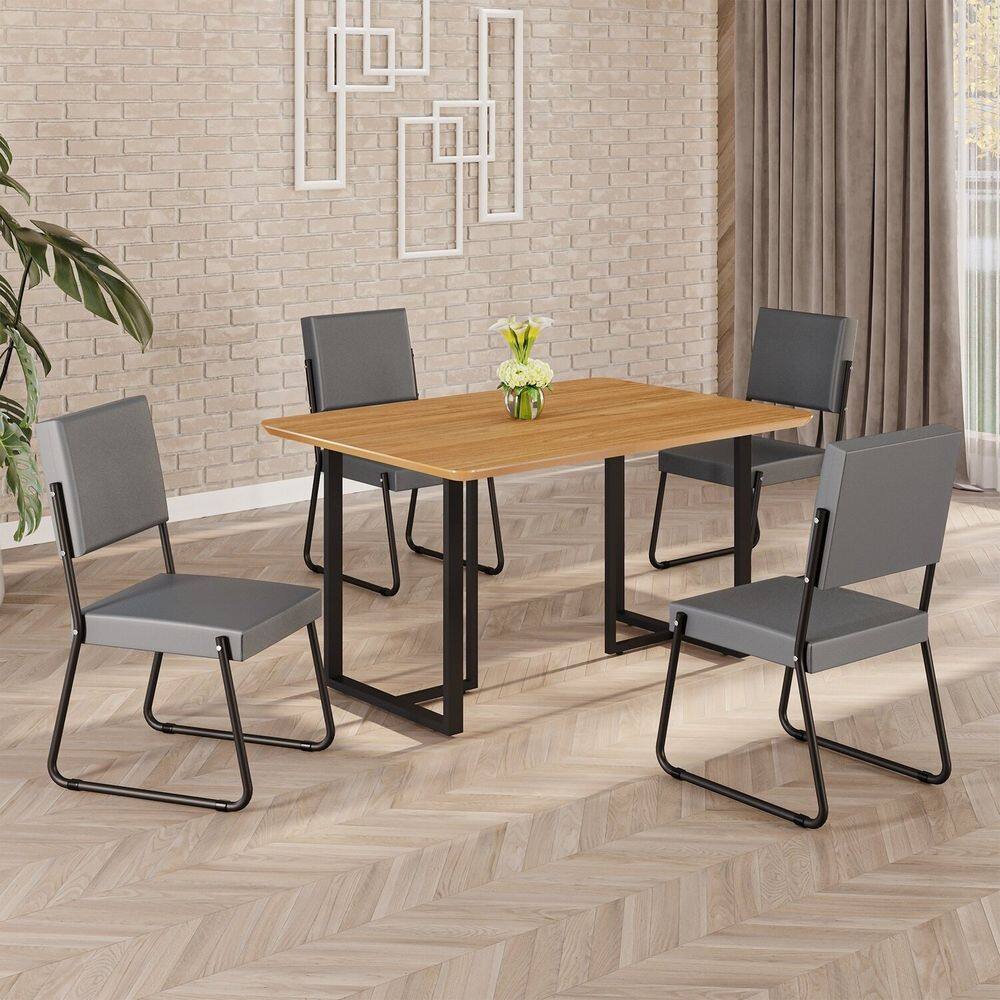 Conjunto Sala de Jantar Mesa 120x90cm Base Lunna Tampo MDF  Napoli Grafite / Preto