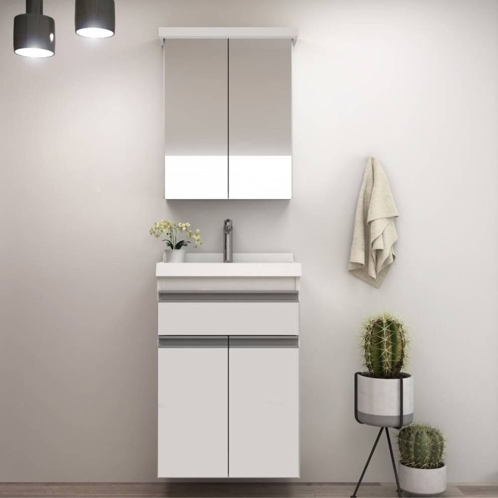 Gabinete de Banheiro 50cm com Lavatório e Armário Ref 501 Branco