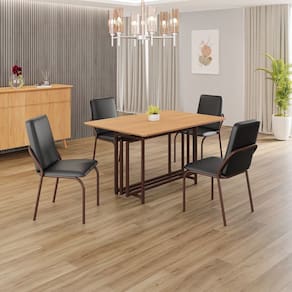 Conjunto Sala de Jantar Mesa 120x90cm Base Pérola Tampo MDF Malibu Preto / Marrom