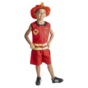 Fantasia Bombeiro Infantil Salva Vidas Uniforme Profissões Masculinas Festa de Aniversario Bloquinho Carnaval