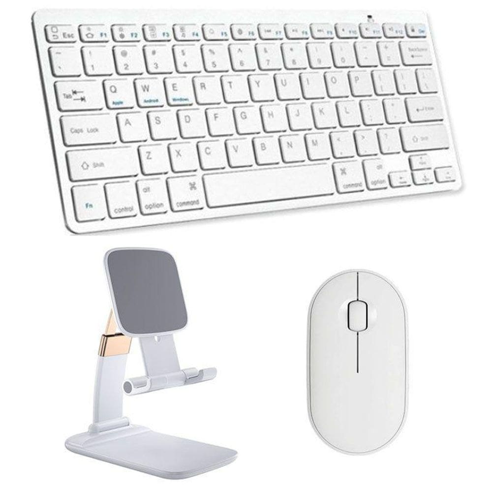 Teclado E Mouse Bluetooth, Suporte Branco Homologação: 136132205567