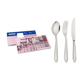 Faqueiro Laguna 24 Peças em Aço Inox com Facas de Churrasco Acabamento em Brilho Tramontina 66906/575