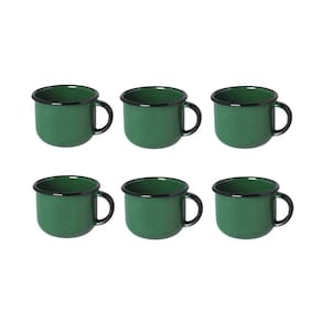 Jogo de Xícara de Cafezinho 06 Peças Esmaltada Verde 120 ml Ewel