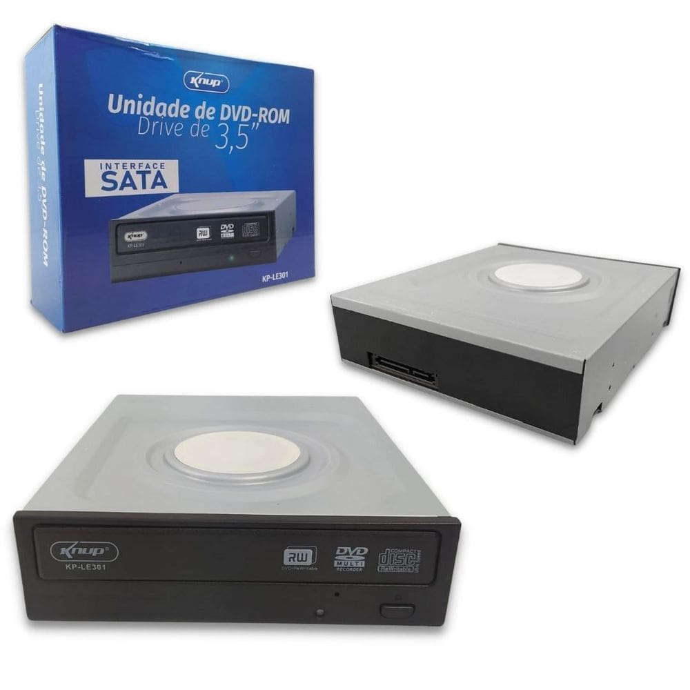 Gravador De Cd/Dvd Knup Conexao Sata Drive 3,5