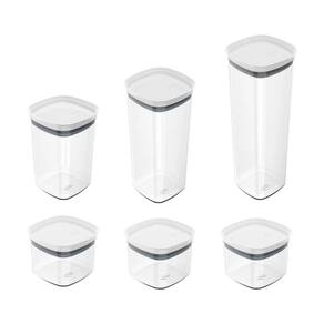 Conjunto de Potes Herméticos Block Modular 6 Peças Transparente com Tampa Branca