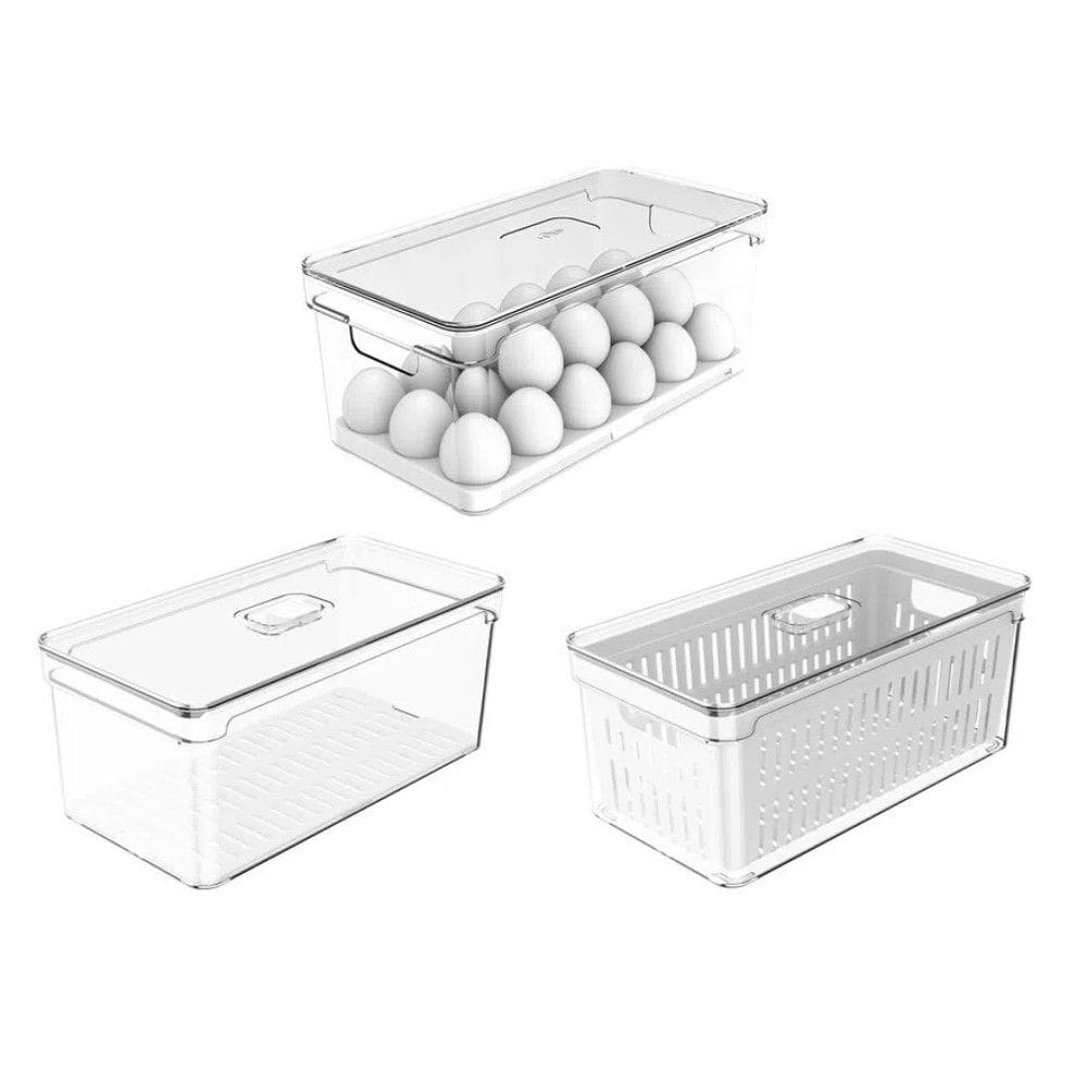 Conjunto Organizadores de Geladeira Clear Fresh 3 Peças Transparente