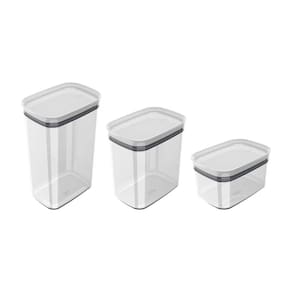 Conjunto de Potes Herméticos Block Modular 3 Peças Transparente com Tampa Branca