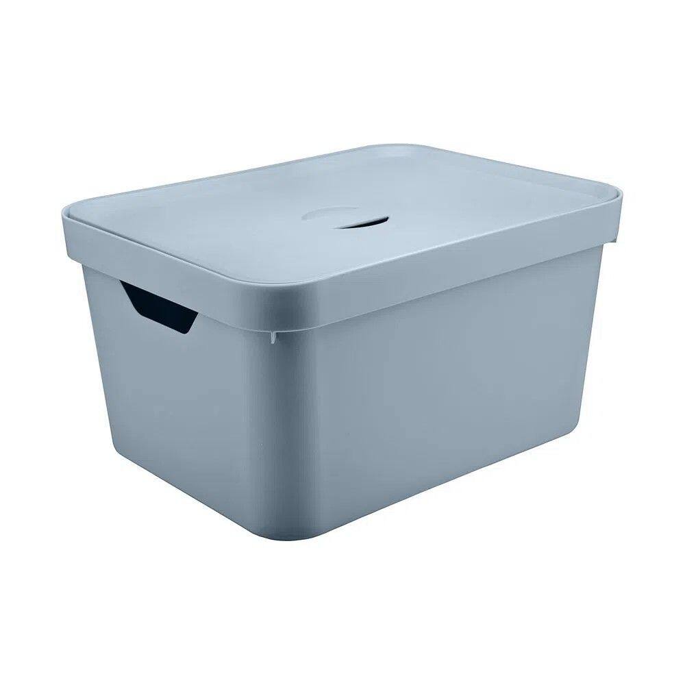 Caixa Organizadora Cube Azul Glacial 32 L com Tampa 46 x 36 x 24,5 cm