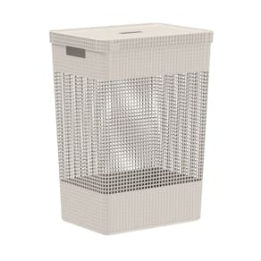 Cesto de Roupa Grid Bege 49 L com Tampa 38 x 28 x 55,2 cm
