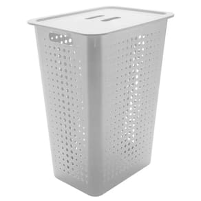 Cesto de Roupa Branco 47 L com Tampa 41 x 31 x 55 cm