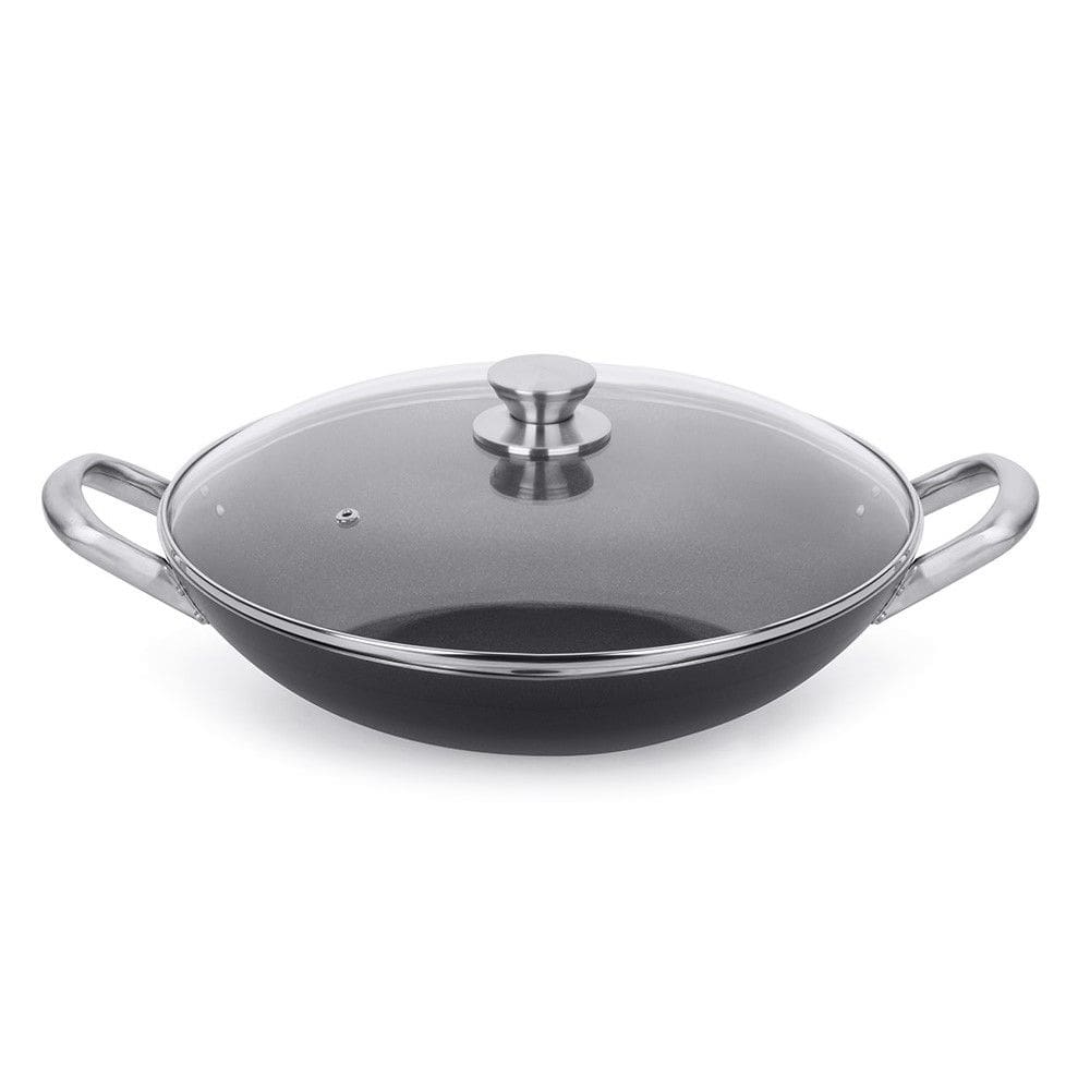 Frigideira Wok Professional Preta 34 cm 5 L em Alumínio com Revestimento Interno Antiaderente Multiflon