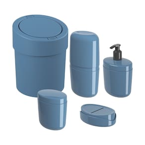 Conjunto Organizador para Banheiro 5 Peças Azul Coza
