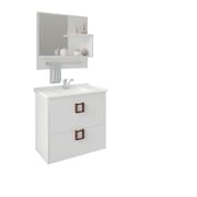 Gabinete Para Banheiro Com Lavatório E Espelho Lírio Branco MGM Móveis 59cm