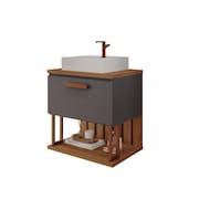 Gabinete Para Banheiro Com Lavatório Duna Titanium/Freijo MGM Móveis 60cm