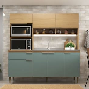 Cozinha Compacta 185 Cm Largura Zafira Nogal/Grey