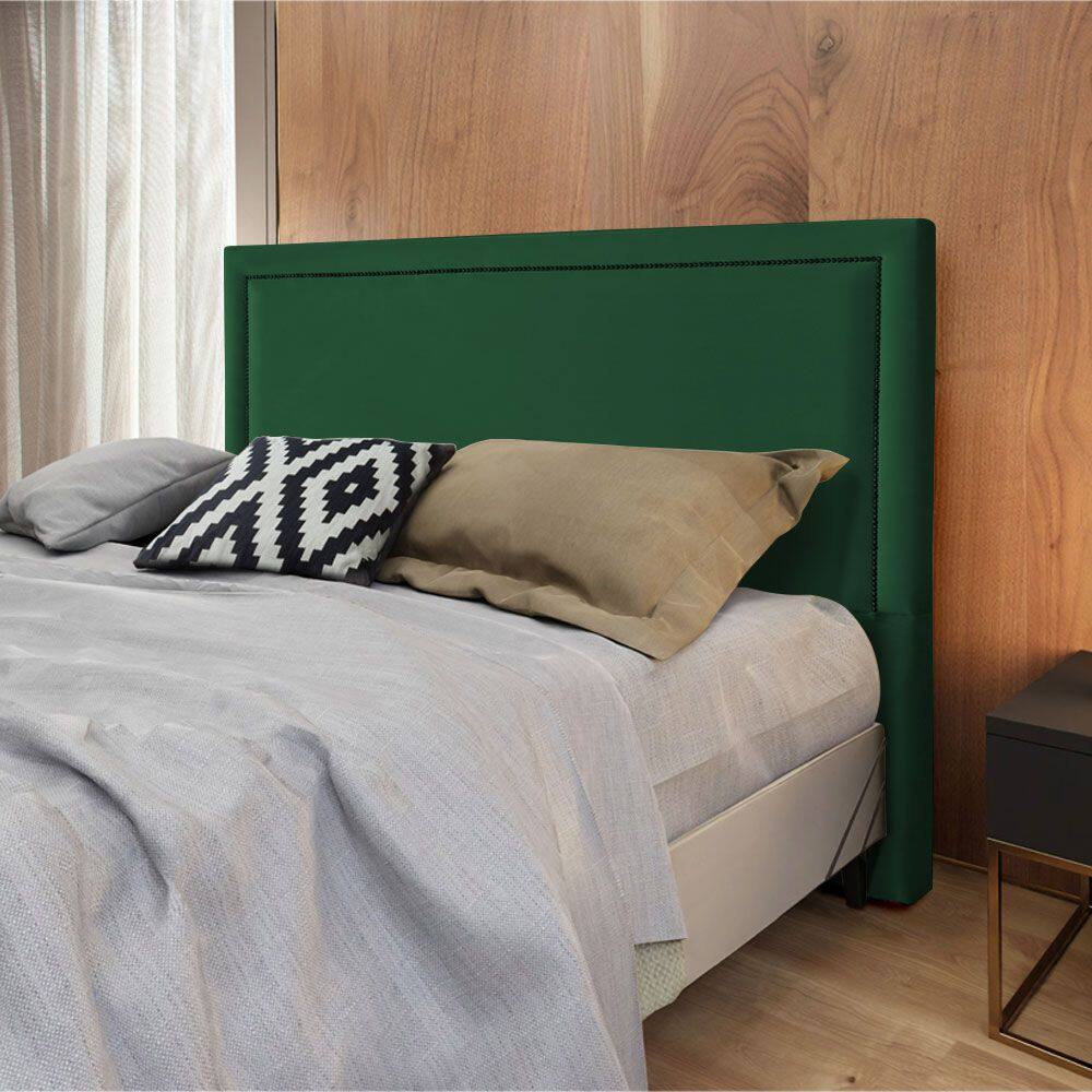 Cabeceira Cama Box Casal Estofada Aruba Veludo Verde