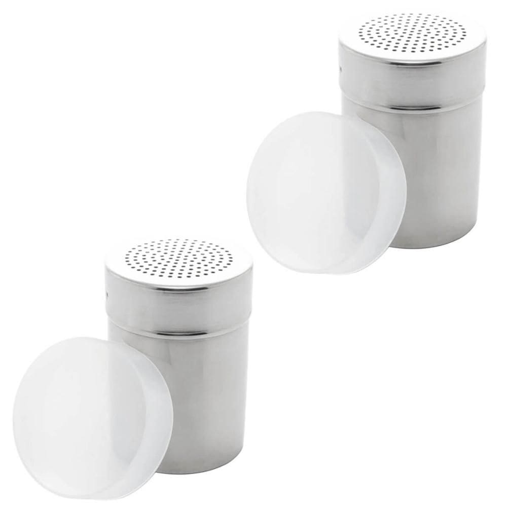 Kit 2 Saleiros Pimenteiros de Mesa Lyor Inox com Dosador e Tampa Restaurante
