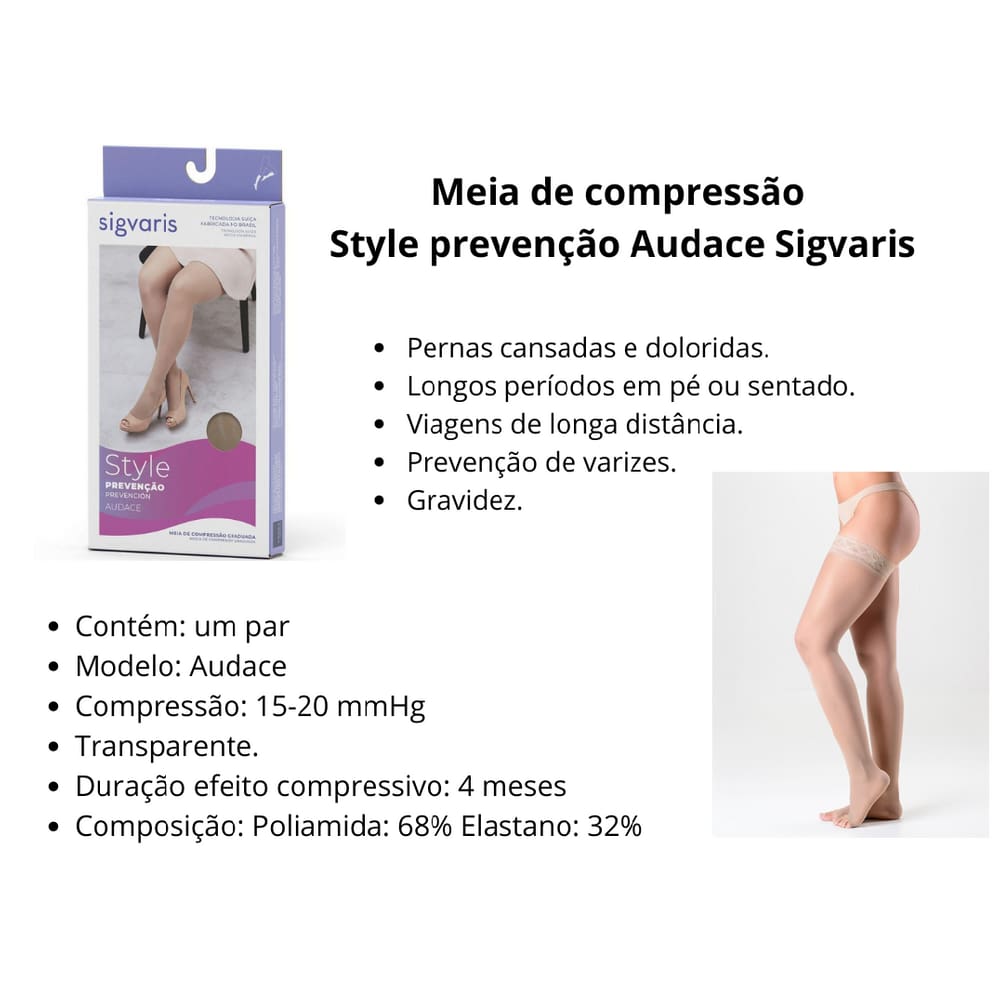 Meia Sigvaris Audace 7/8 15-20 Mmhg Af 120a Ponteira Aberta